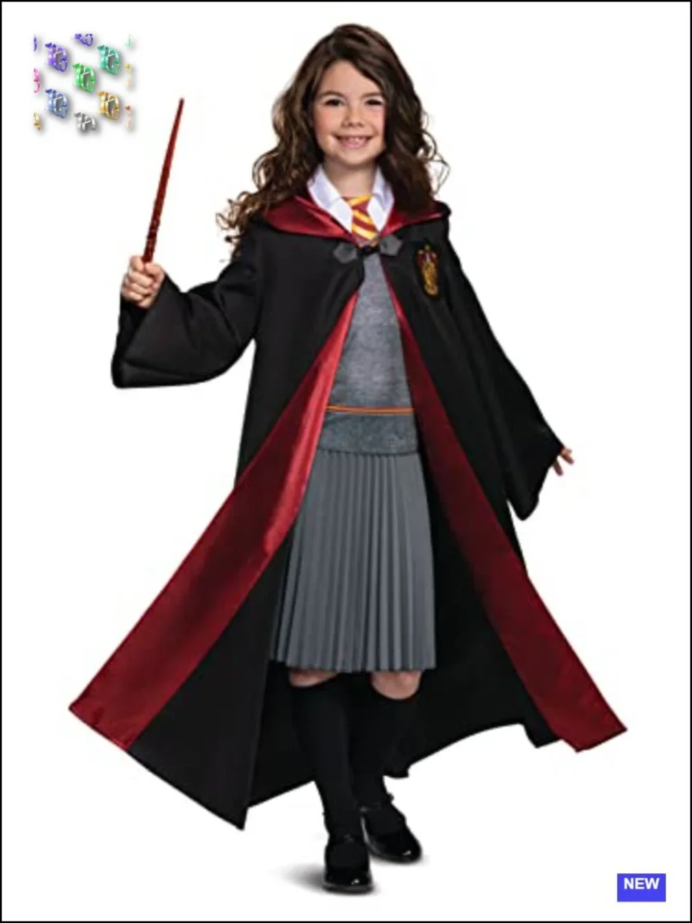 Kids Hermione Granger Deluxe Costume Set Gryffindor Robe Dress Size 10-12